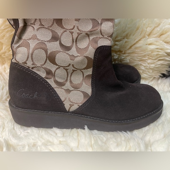 COACH FUR LINED MID CALF BROWN WINTER BOOTS WOMENS SIZE 8.5 - Picture 4 of 9